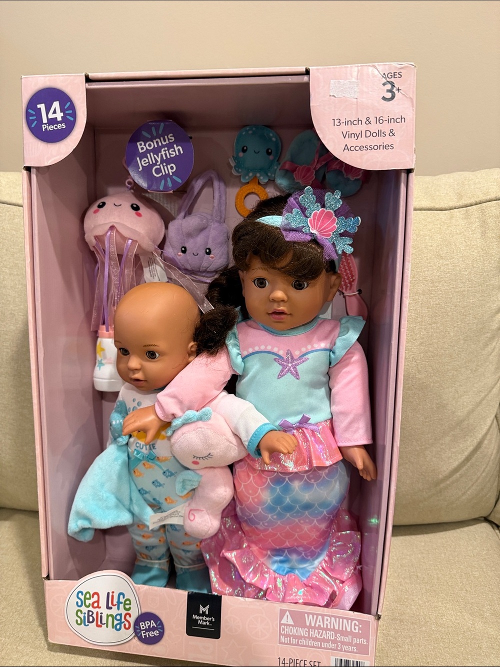 Sea Life Siblings Mermaid & Baby Doll Set - Pink & Aqua